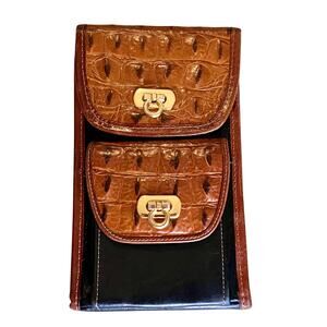 Italian Leather & Croc Crossbody Wallet Purse Quality Handcrafted Organizer Bag